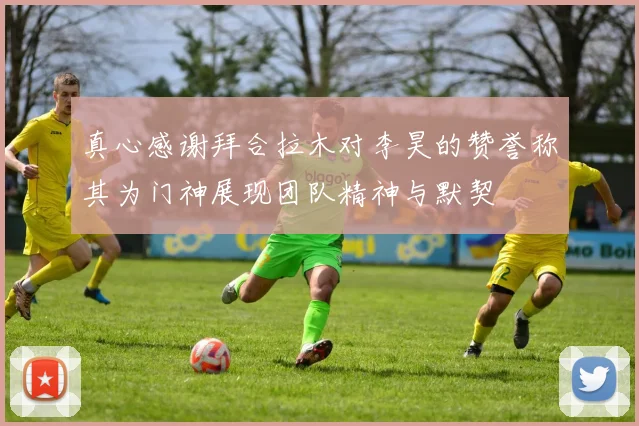 真心感谢拜合拉木对李昊的赞誉称其为门神展现团队精神与默契